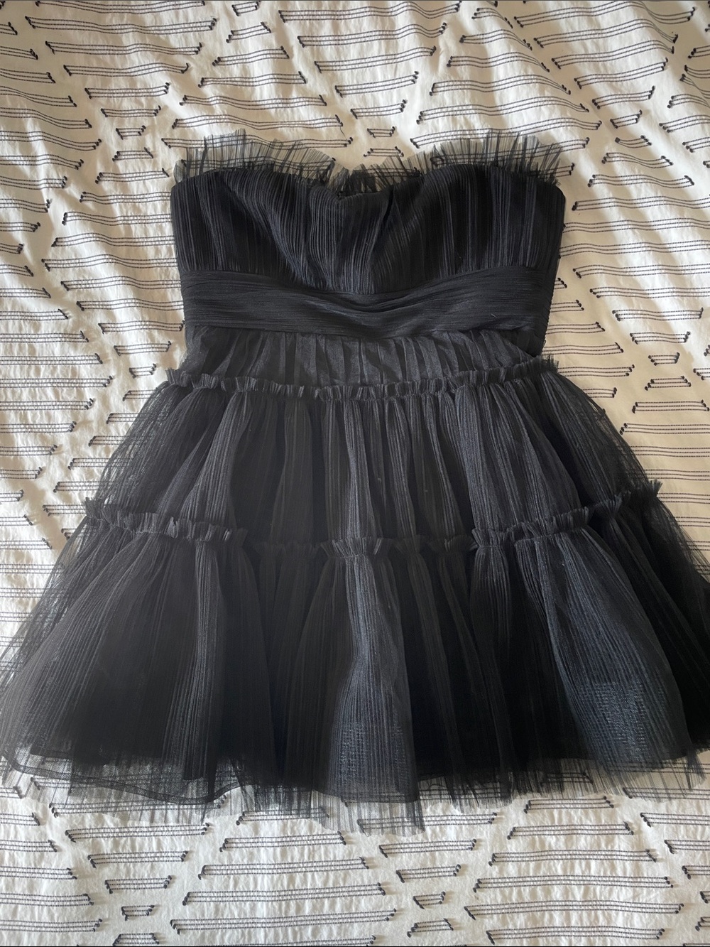 BCBGMaxAzria Strapless Black Tulle Prom Dress